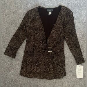 Alex Evenings Women's Brown Paisley Jacket